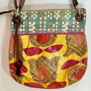 Fossil Key-Per Floral Print Coated Canvas Crossbody Bag